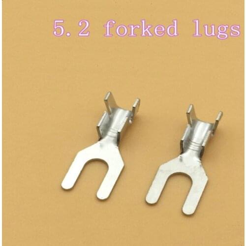 100pcs 5.2mm Fork Terminals Forks Cold Terminals Bare Terminals U Type Y-Shaped Lugs Grounding Chip