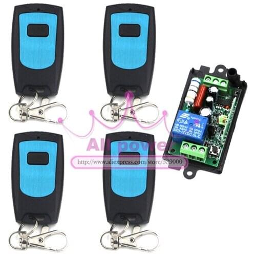 220V 1CH 10A 4Receivers(Normal size)+4Transmitters(Waterproof) RF Wireless Remote Control Power Switch System For Home Control