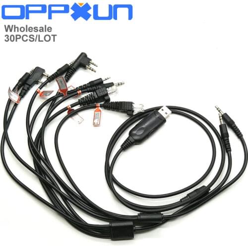 30PCS/LOT 8 in 1 USB Programming Cable For YAESU BAOFENG UV-5R for Kenwood for Motorola Radio For ICOM Retevis H777 Walkie Talki