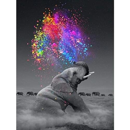 5D DIY Diamond Painting Elephant color Cross Stitch Diamond Embroidery Mosaic Rhinestone Home Decor Unfinished Crafts Gifts