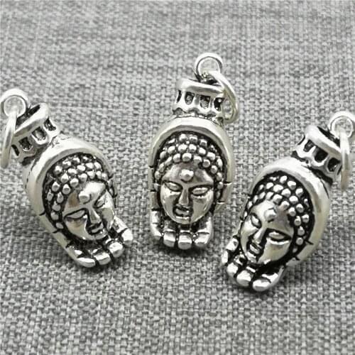 925 Sterling Silver Buddha in Hand Charm Buddhism Statue Pendant for Necklace