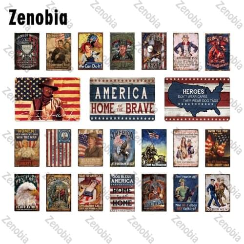 America Tin Sign Plaque Vintage Metal Sign Wall Art Decor God Bless America Decorative Metal Plate Wall Sticker for Bar Pub Club