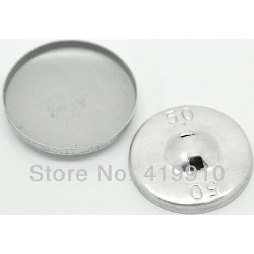Free Shipping-50 Sets Aluminum Tone Backs Covered Metal Buttons 31mmx31mm(1 2/8"x1 2/8") 29mmx29mm(1 1/8"x1 1/8") M00717
