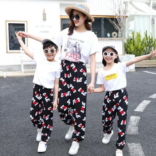 Kids Casual Pants Mother Daughter Matching Clothes Boys Girls Trousers Beach Pants Family Matches Outfits Mom Pajamas Bottom