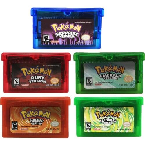 Pokemon NDSL GB GBC GBM GBA SP Game Card Series Ruby Firered Emerald Sapphire Video Game Cartridge Console Card English Language