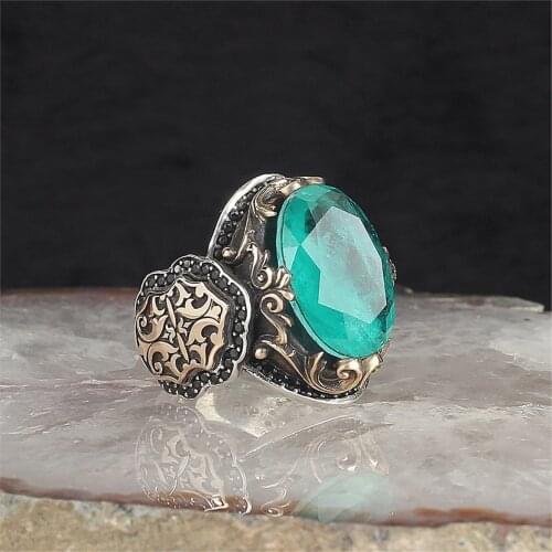 Paraiba 925 Sterling 925 K Silver Men 'S Ring