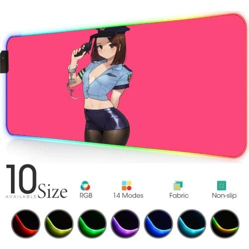 Anime girl miru tights RGB Mouse Pad pink Gamer Accessories Large LED MousePad Gaming Desk Play Mat with Backlit for bears pc