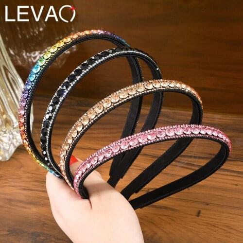 Levao 2021 New Colorful Rhinestone Hairband For Women Fashion Headband Hoop Bezel Hair Bands Accessories Headwear