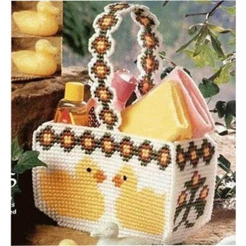 Three-dimensional embroidery kit three-dimensional cross-stitch small duck bag basket storage box