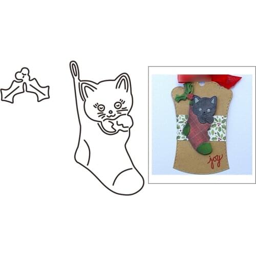 2021 New Christmas Stocking Cat Metal Cutting Dies For DIY Craft Making Greeting Card and Album Paper Scrapbooking No Stamps Set