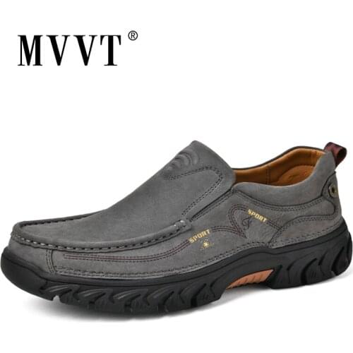 Hand-stitching Genuine Leather Shoes Men Outdoor Breathable Slip On Loafers Men Leather Casual Shoes Slip On Hot Sale Foot Wear