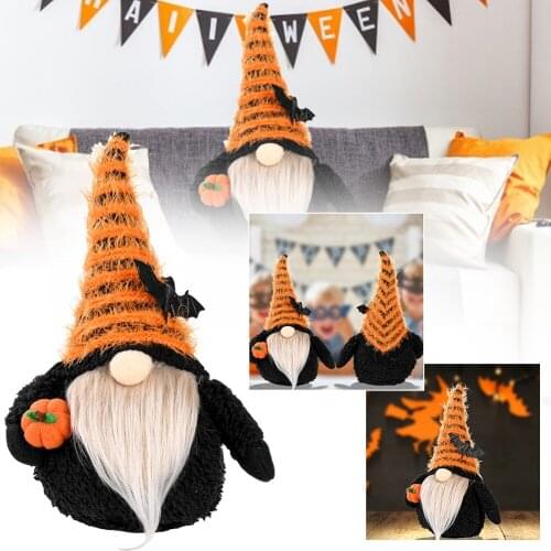 Creative Halloween Bat Hat Holding Pumpkin Rudolph Handmade Design Doll Creative Ghost Festival Faceless Halloween Decoration