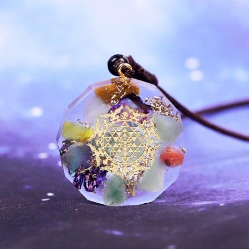 Orgonite Necklace Healing Energy Metatron Orgone Pendnat Natural Crystal Shell Reiki Chakra Yoga Jewelry Lucky Resin