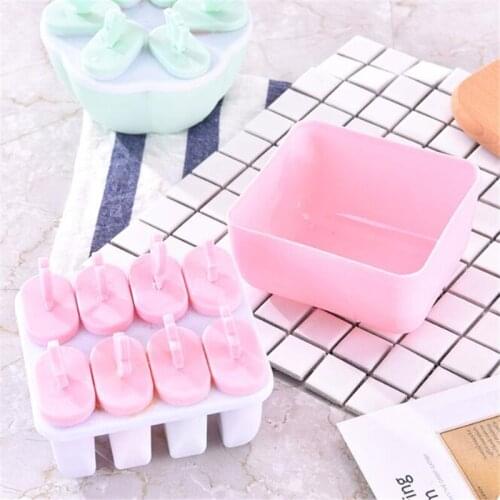 DIY Plastic Ice Cream Mold Frozen Popsicles Combination Ice Cream Mold Ice Cube Maker Cool Round Square Ice Pop Mould Silicone