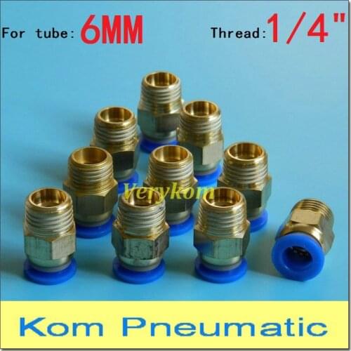 6MM to 1/4" Pneumatic Tube Push In 1/4 inch Thread One Touch Quick Fitting Joint Connectors Male Straight Union PC6-02