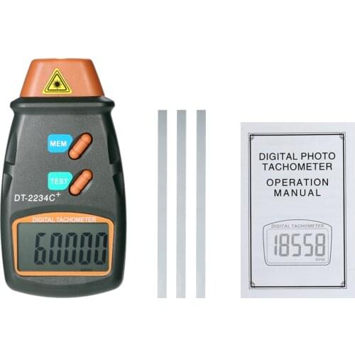 Handheld Digital Photo Tachometer Laser Non-Contact Tach Range 2.5RPM-99,999RPM LCD Motor Speed Meter with 3pcs Reflective Tape