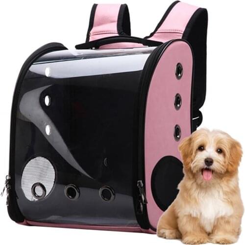Portable Foldable Breathable Visible Pet Backpack Pet Transparent Carrier Bags Dog Carrier Backpack Pet Outdoor Carry Supplies
