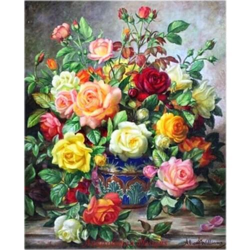 Needlework for embroidery DIY DMC - Counted Cross Stitch Kits 14 ct Oil painting - Hybrid Tea Roses