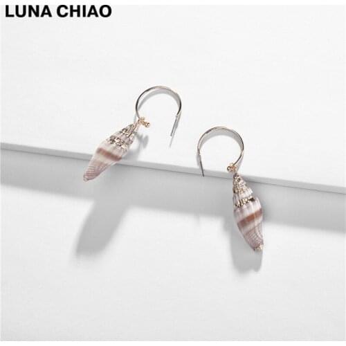 LUNA CHIAO 2020 Summer Popular Jewelry Vocation Seaside earring Conch Shell Pendant Drop Earrings for Women Bijoux Accessories