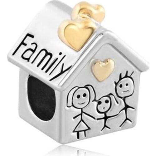 Slide charm Free shipping Mothers Day the luxury brands family house charm beads fit Pandora charm bracelet Christmas