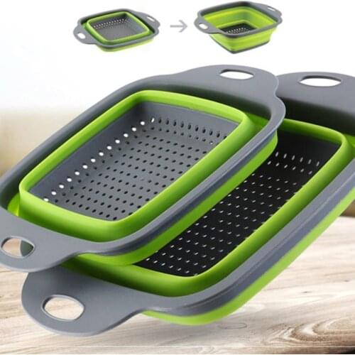 Vegetable Fruit Food Strainer Scolapasta Silicone Colander Strainer Foldable Drain Basket Washing Kitchen Filter Strainer Basket