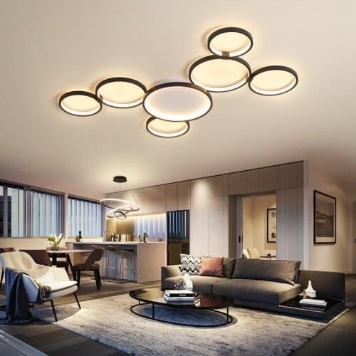 New Modern Led Ceiling Lamp Nordic Living Lighting Bedroom Restaurant Kitchen Indoor Decor Ring Dining Round Fixture Home Light