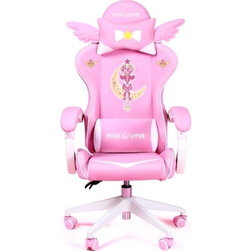 Pink Magic Gaming Chair Girl Game Competitive Rotating Chair Home Liftable Computer Chair Fashion Comfortable Anchor Live Chair
