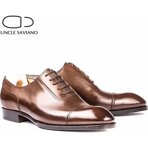 Uncle Saviano Oxford Best Men Shoes Wedding Dress Man Shoe Formal Office Party Golden Business Designer Genuine Leather Shoes