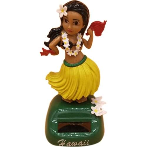 Car Solar Decoration Hawaiian Solar Grass Skirt Car Interior Decoration Car Interior Products Decompression Dashboard Decoration