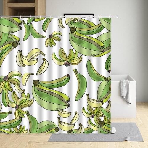 Cartoons Fruit Shower Curtain Banana Watermelon Pineapple Strawberry Watermelon Grapes Oranges Cherry Apples Lemon Palm Tree