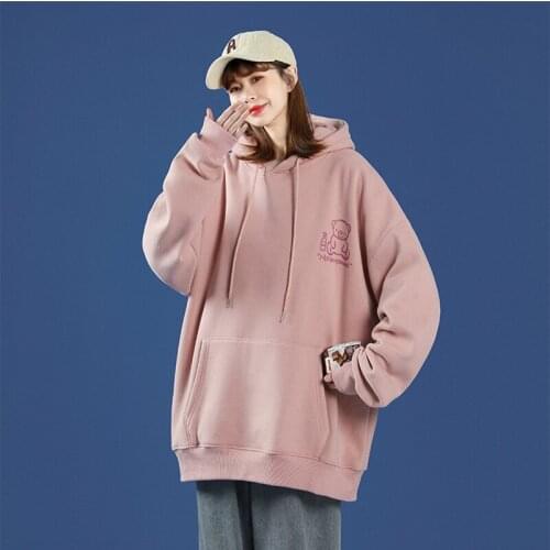Womens Sweatshirt Spring Autumn Hooded Sweatshirts Solid Casual Loose Womens Hoodie Street Kawaii Clothes Women Pulovers 2021
