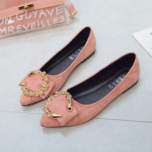 2021 Spring and Summer New Womens Flat Shoes Pointed Korean Version Casual Single Shoes for Women with Metal Buckle Shoe Female