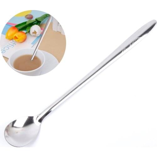 8 Inch Utensil Stainless Steel Long Handle Spoon Baking Cookware Ice Tea Cream Scoop Flatware Kitchenware Teaspoon