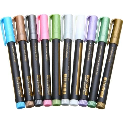 1PC Waterproof Marker Pen Metallic Paint Marker Pens Metallic Sheen Glitter Calligraphy Arts DIY Painting Writing Supplies
