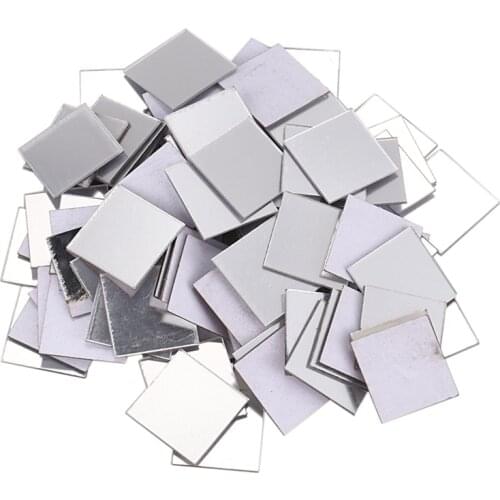 100 Piece Mirror Tile Wall Sticker 3D Decal Room Decor Stick (Silver)