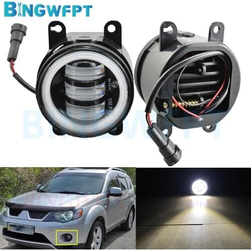 2PCS Angel Eye Daytime Running Light For Outlander XL Mitsubishi Outlander 2 II CW-W 2006-2009 Car H11 LED 12V Fog Light