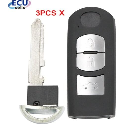 3PCS X 3 Buttons Replacement Remote Key Shell FOB for Mazda 3 6 CX5 2014- 2018 SKE13D-01 FCC ID: WAZSKE13D01 wit Emergency Key