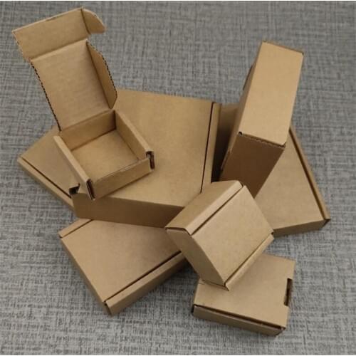 5pcs 5*5*2cm Mini Kraft Paper Shipping Box Thick Paperboard Aircraft Box Craft Jewelry Handmade Packaging Gift Box