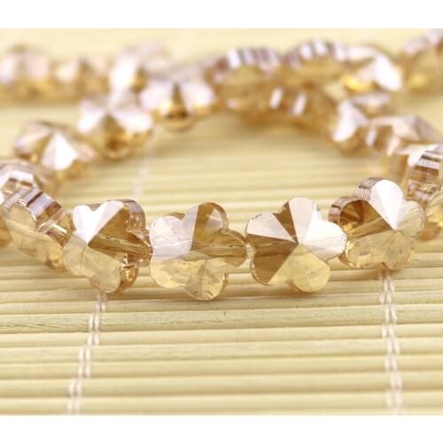 50pcs 10x10MM Flower Crystal Beads Champange Gold Crystal Glass beads Faceted Crystal Beads Curtains Chandelier Light DIY Beads