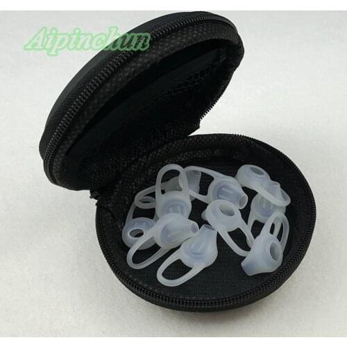 Aipinchun 10PCS/Lot In-ear Earphones Ear Pads Soft Silicone Earbuds Tips + 1PCS Earphone Storage Case Portable Box