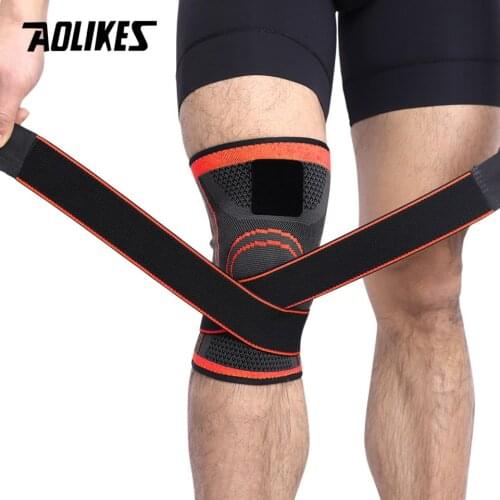 AOLIKES 1PCS 3D Pressurized Fitness Running Knee Support Braces Elastic Sport Compression Pad Sleeve For Basketball Cycling