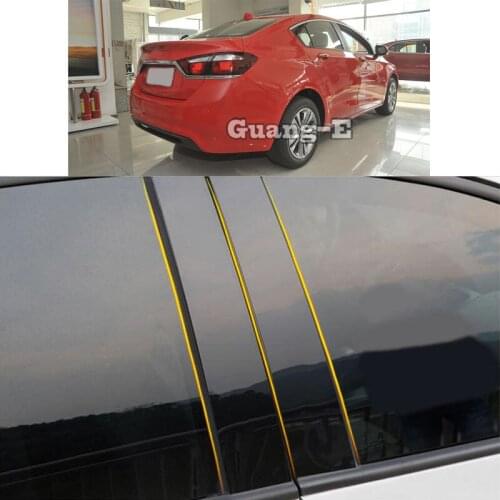 Car PC Material Pillar Post Cover Door Trim Window Piano Black Molding Sticker Plate 6pcs For Chevrolet Cruze Sedan 2015 2016