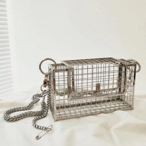 INS Hollow Out Clutch Bag Bird Cage Women Handbag Tote Metal Cage Girls Top-Handle Bags Purse Fashion Party Pouch Evening Bag