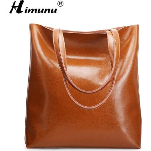 Big Bag Women Handbag Genuine Leather Oil Wax Cowhide Handbags Lady Real Leather shoulder Messenger Bags Generous Fashion Bag