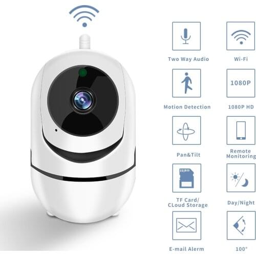 Black Smart IP Camera Home Security Surveillance 1080P Cloud Auto Tracking Network Wireless CCTV YCC365 PLUS WiFi Camera