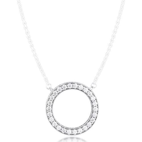 CKK 925 Sterling Silver Circle of Sparkling Necklace for Women Clear CZ Chain 45CM Engagement Wedding Jewelry Colllar Wholesale