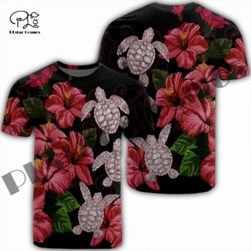 PLstar Cosmos Newest Women/Men 3DPrint Hawaii Tattoo Turtle Hibiscus Tribe T-shirt Casual Funny Streetwear Summer Short Tops