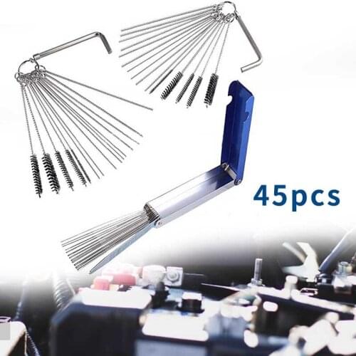 45pcs Carburetor Carbon Dirt Jet Remove Small Engine Cleaning Needles Brushes Wire Kits Cleaner Tools for Automobile Motorcycle