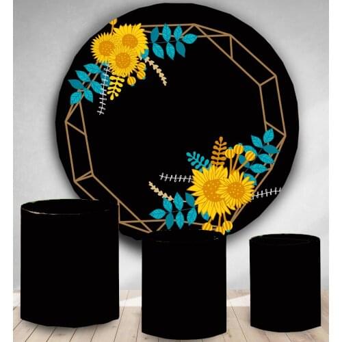 Circular Round Panel backdrop circle background flower wedding bridal shower party decor polyester fabric gold frame customize