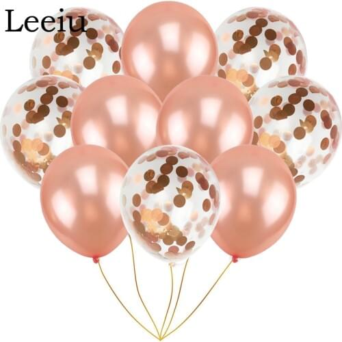 Leeiu 10Pcs Mixed Rose Gold Balloon Champagne Gold Confetti Balloons Wedding Party Decoration Birthday Ballon Party Decor
